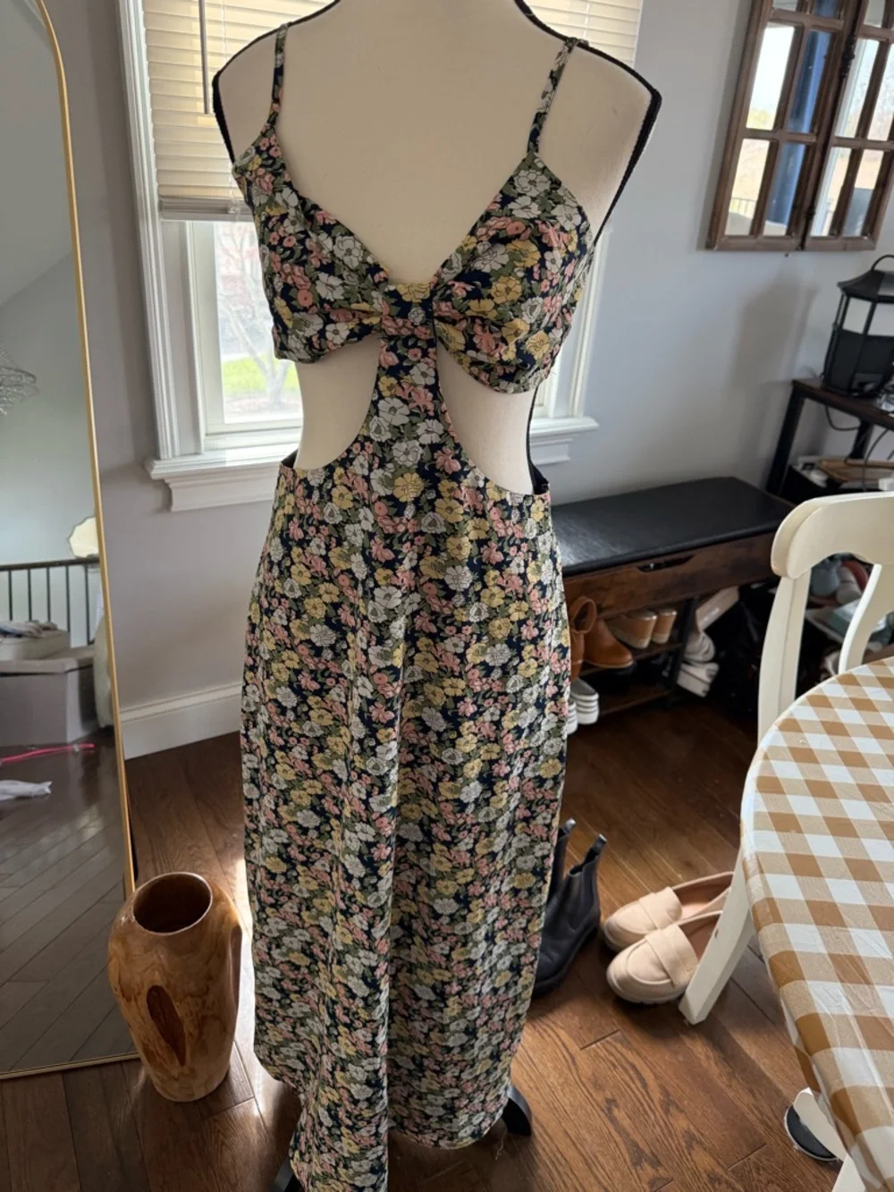 Lulu's Black Floral Cutout Midi Dress with Pastel Blooms - Picture 5 of 14